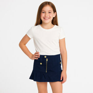 Juicy Couture Girl’s Size 8 Navy Blue Ruffle Skirt with Gold Zipper Hardware